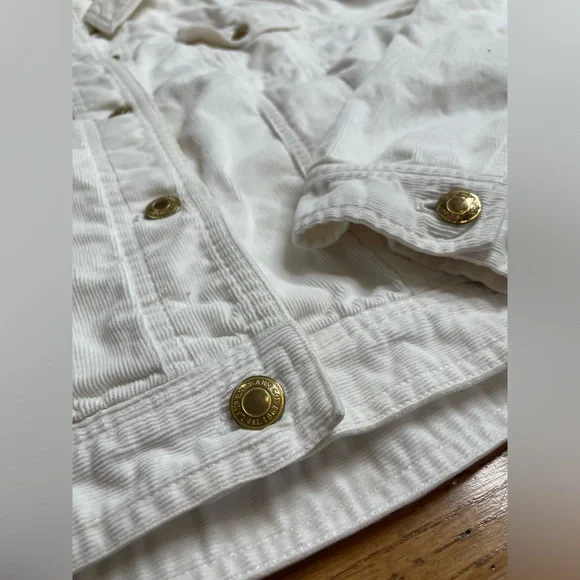 White Corduroy Lauren Jeans Co. Jacket with Relaxed Fit and Gold Buttons - Picture 2 of 7